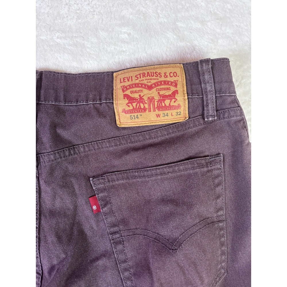 Levi's 514 Jeans Men's 34x32 Straight Fit Regular burgundy purple Denim - Picture 6 of 10